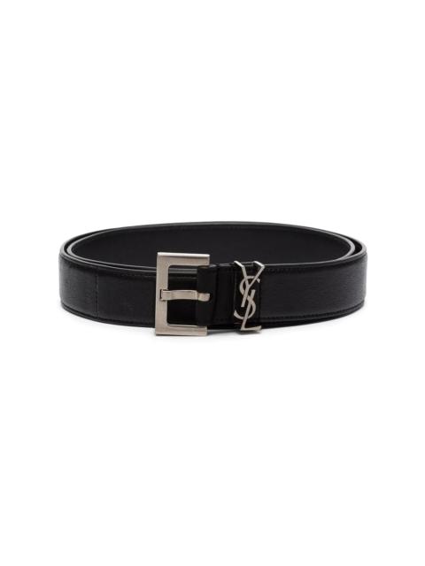 SAINT LAURENT monogram-plaque buckled belt
