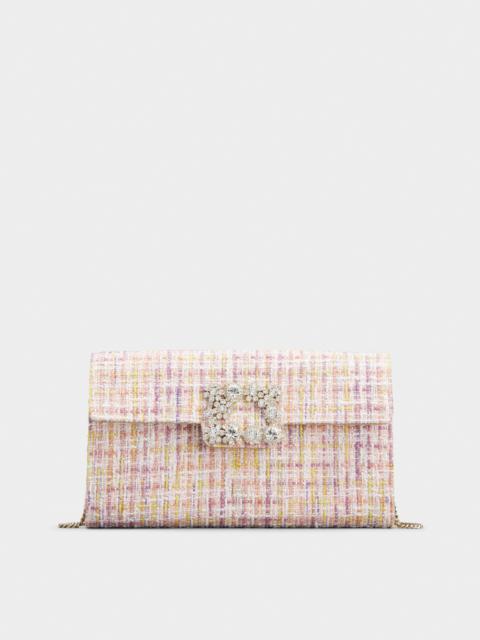 Flower Strass Buckle Clutch Bag in Fabric