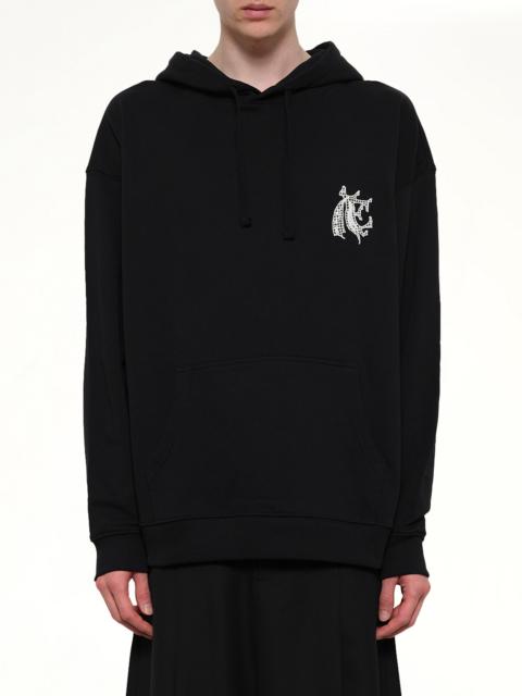 EGONLAB Hermine Print Cotton Hoodie in Black