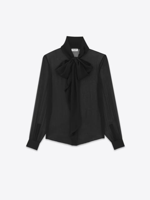 lavallière-neck shirt in crepe muslin