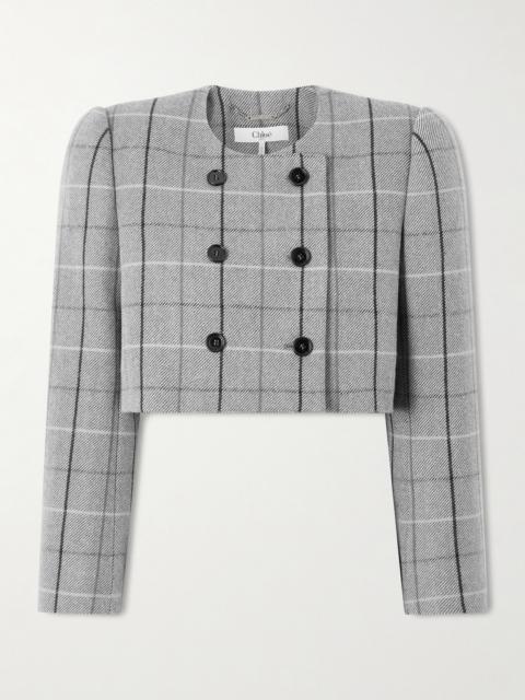 Chloé Cropped Double-breasted Checked Wool Jacket