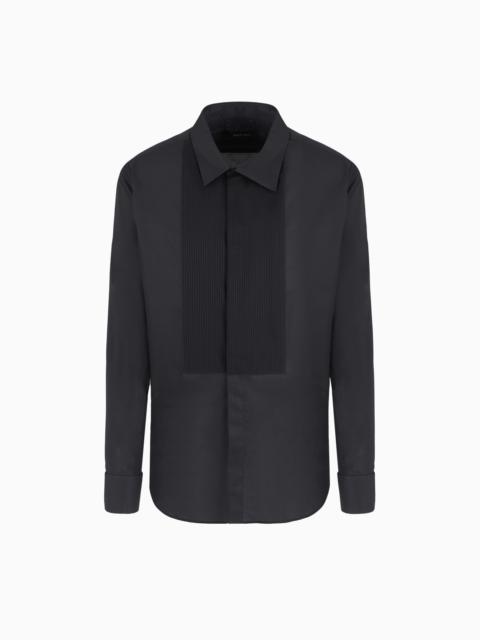 GIORGIO ARMANI COTTON TUXEDO SHIRT WITH PLEATED DETAIL