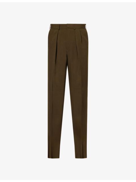 TOM FORD Pleated Wide-Leg Wool-Blend Trousers