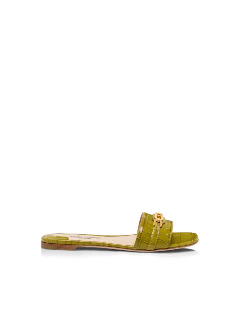 TOM FORD STAMPED CROCODILE LEATHER WHITNEY SLIDE