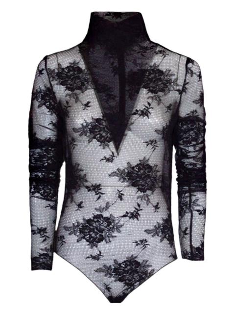 THE ANDAMANE floral-embroidered bodysuit