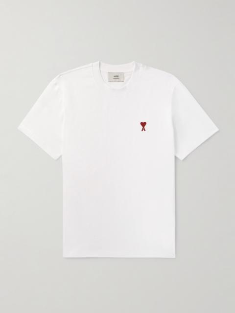 AMI Paris Logo-Embroidered Stretch Organic Cotton-Jersey T-Shirt