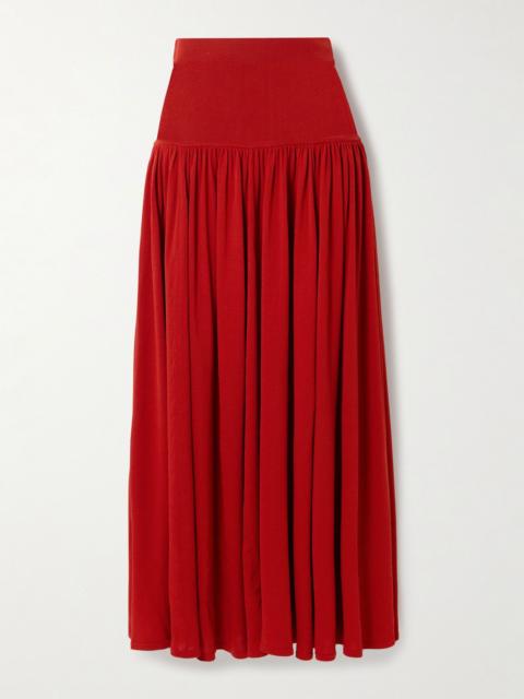 Loulou de Saison Romy gathered knitted maxi skirt Red