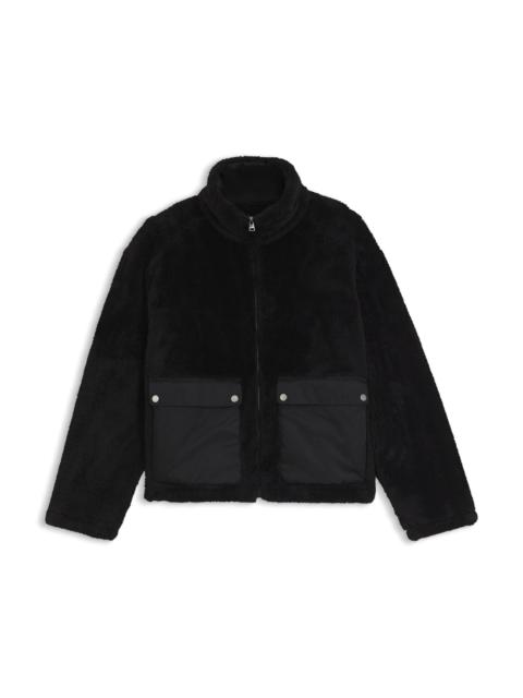 HUGO FAUX FUR COAT WITH CONTRASTING PATCH POCKETS
