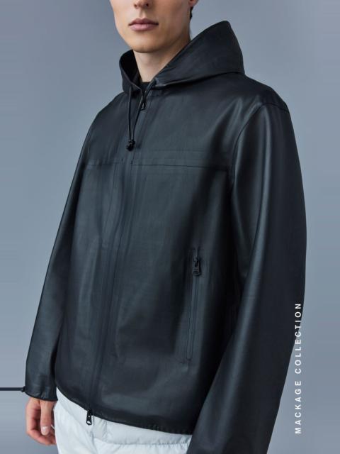 DAVIDE Leather raincoat with dual hoods