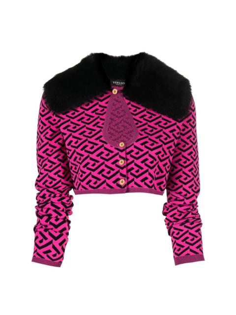 VERSACE embroidered cropped cardigan