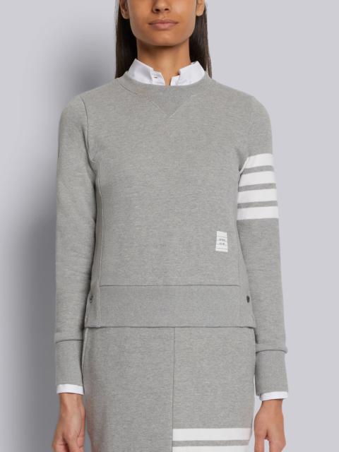 Light Grey Loopback Jersey Knit Engineered 4-bar Stripe Crew Neck Pullover