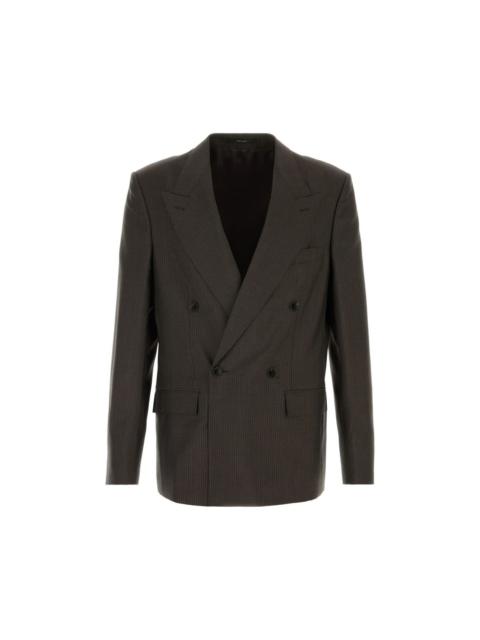 GUCCI GUCCI Pinstripe Wool Mohair Blazer Dark Brown New & Authenti