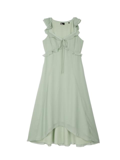 The Kooples GREEN RUFFLED MAXI DRESS