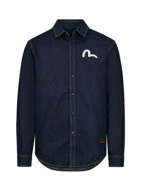 EVISU DISCHARGE TAKA PRINT DENIM SHIRT