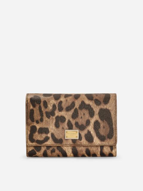 Leopard-print Crespo bifold wallet with branded plate
