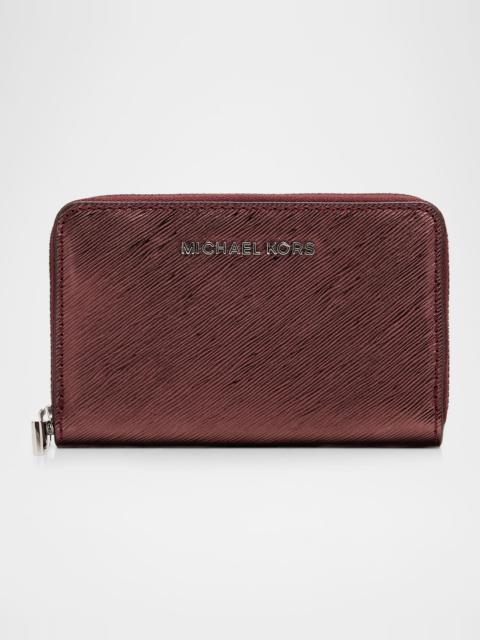 MICHAEL KORS Jet Set Small Metallic Faux Leather Wallet