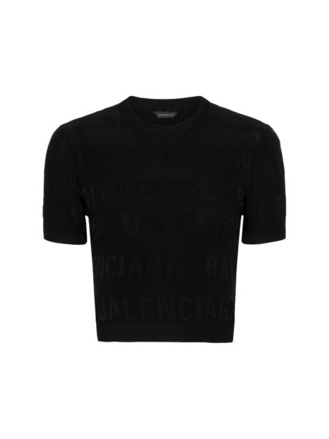 BALENCIAGA Bal Horizontal Allover crop top