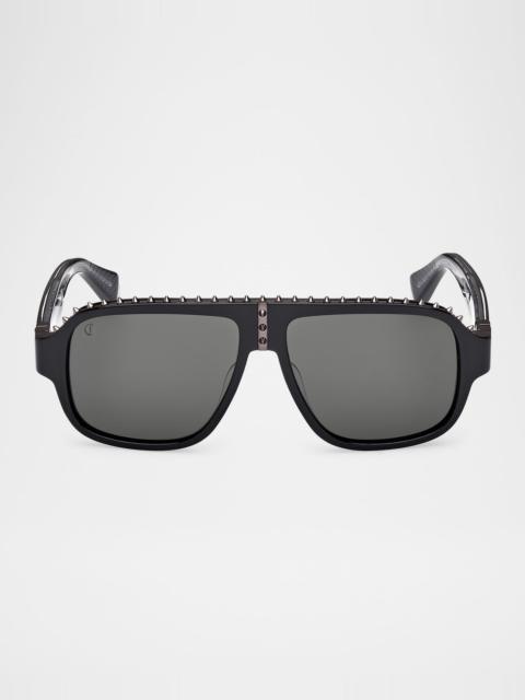 Christian Louboutin Roller Spiked Aviator Sunglasses