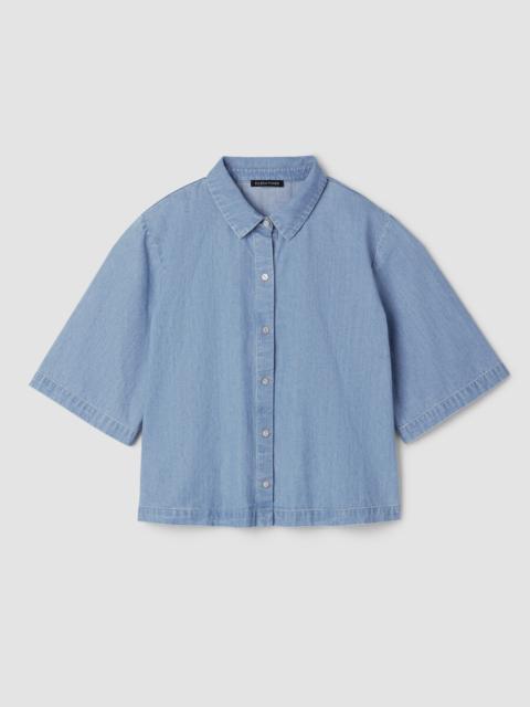 EILEEN FISHER Lightweight Organic Cotton Denim Elbow-Sleeve Shirt