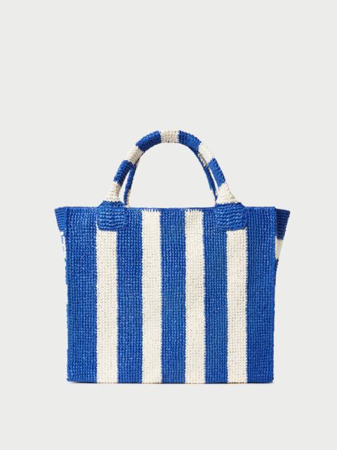 LOEFFLER RANDALL Sol Blue Striped Crochet Beach Tote