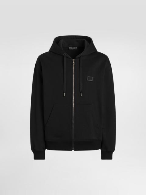 Dolce & Gabbana Cotton hooded sweatshirt with logo plate