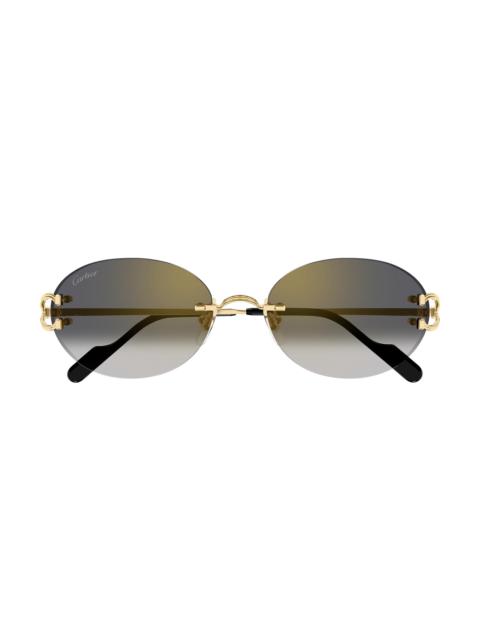 Cartier Men's C Decor 55MM Oval Sunglasses - Gold Grey