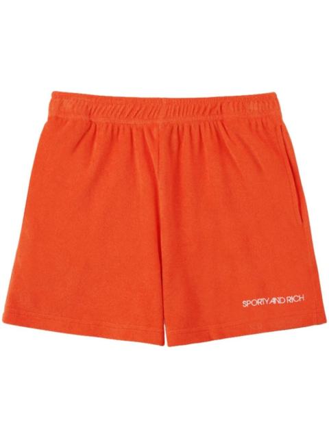 Sporty & Rich logo-embroidered cotton shorts