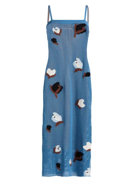 Marni Women's Flower Crochet Midi-Dress - Iris Blue