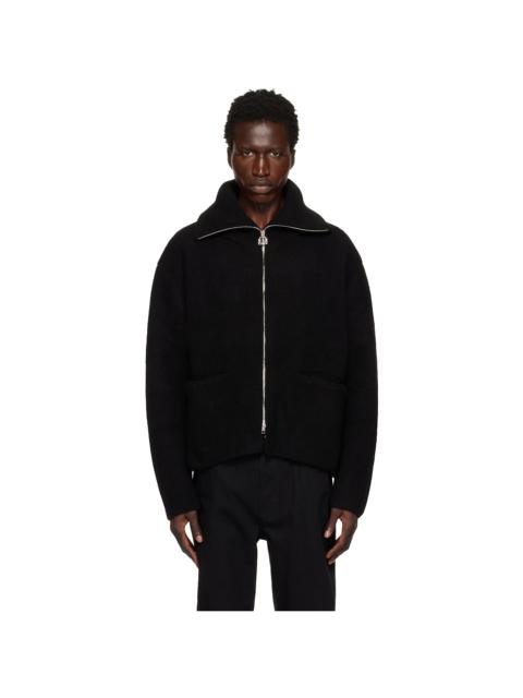 Wooyoungmi Black High Neck Zip Up Cardigan