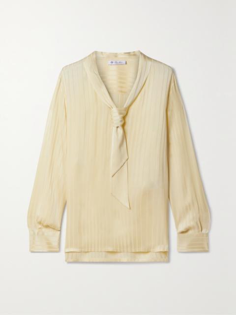 Loro Piana Kya Tie-detailed Striped Silk-jacquard Blouse