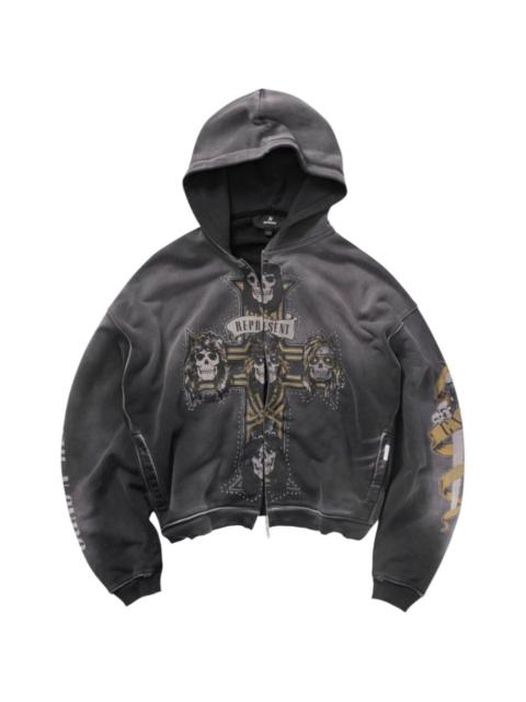 REPRESENT x Guns N’ Roses cross zip through hoodie