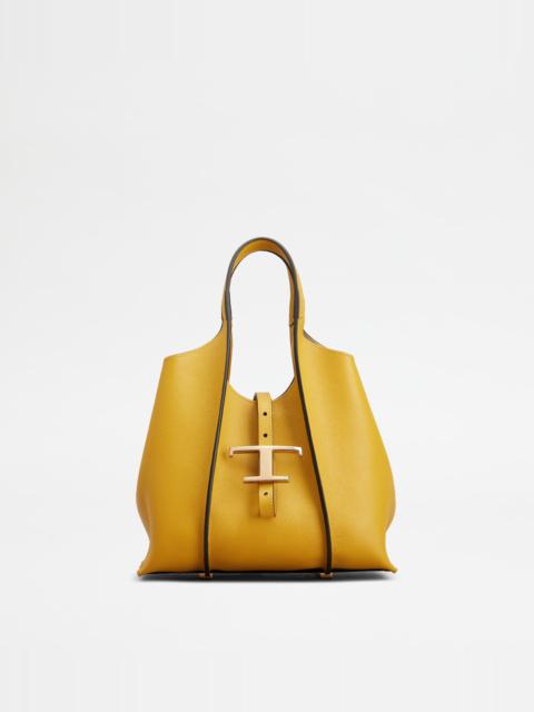 Tod's T TIMELESS SHOPPING BAG IN LEATHER MINI - YELLOW