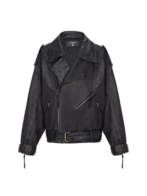 Balmain Lambskin leather biker jacket