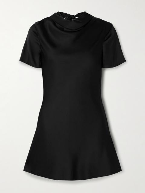 STAUD Iris Draped Silk-blend Satin Mini Dress