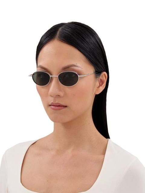 Alexander McQueen Men's Metal T-Bar 50MM Oval Sunglasses - Silver
