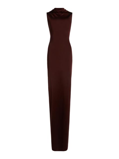 Victoria Beckham Twisted Jersey Maxi Dress brown