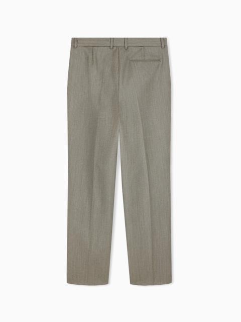 EMPORIO ARMANI VIRGIN WOOL TROUSERS IN A JASPÉ FABRIC