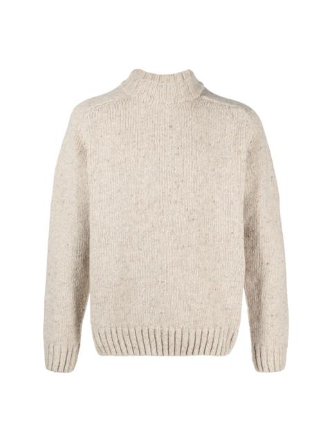 mock-neck knitted jumper