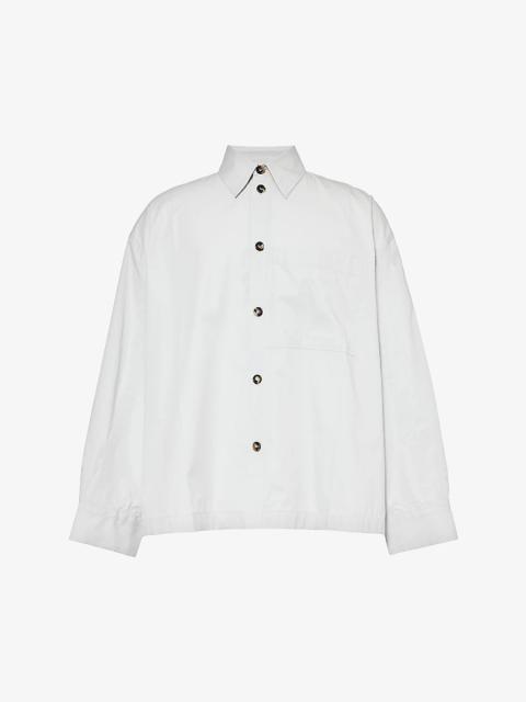 Dropped-shoulder relaxed-fit cotton and silk-blend overshirt