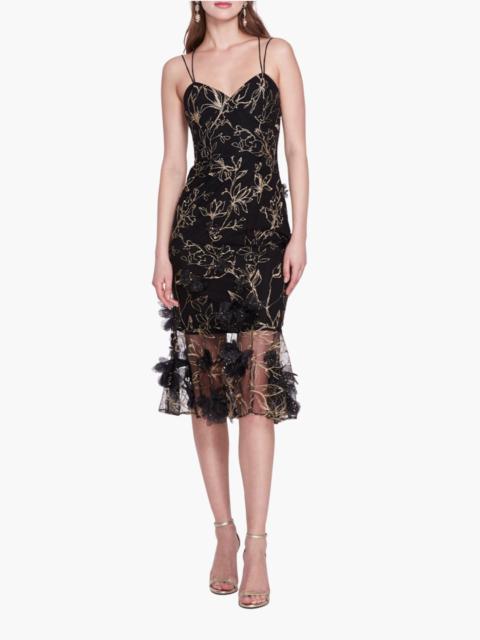 Marchesa STRAPPY COCKTAIL MIDI DRESS