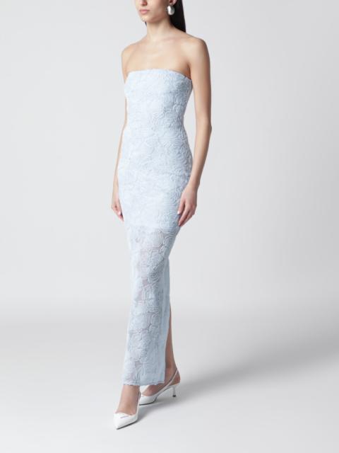 ROTATE Light blue floral mesh sheath dress