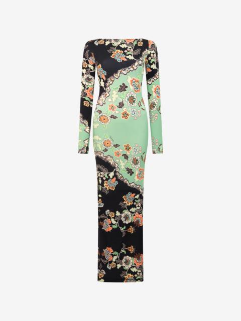 Roberto Cavalli Kimono Print Maxi Dress