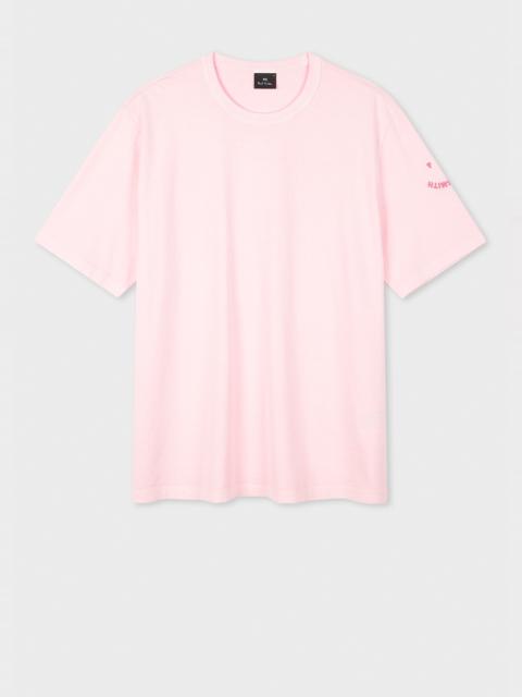 Paul Smith Pink Embroidered 'Happy' Logo T-Shirt