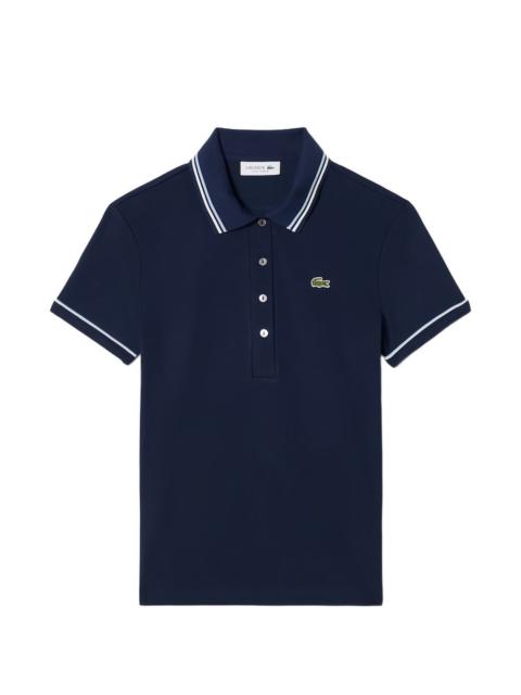 LACOSTE striped-collar polo top
