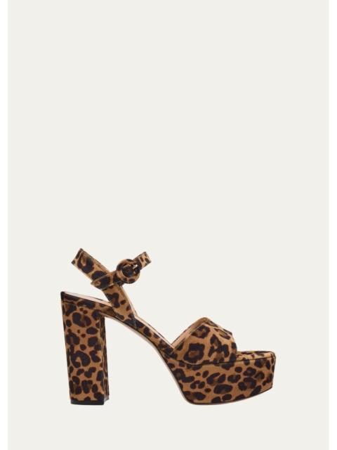 Gianvito Rossi 70mm Leopard Velvet Platform Sandals