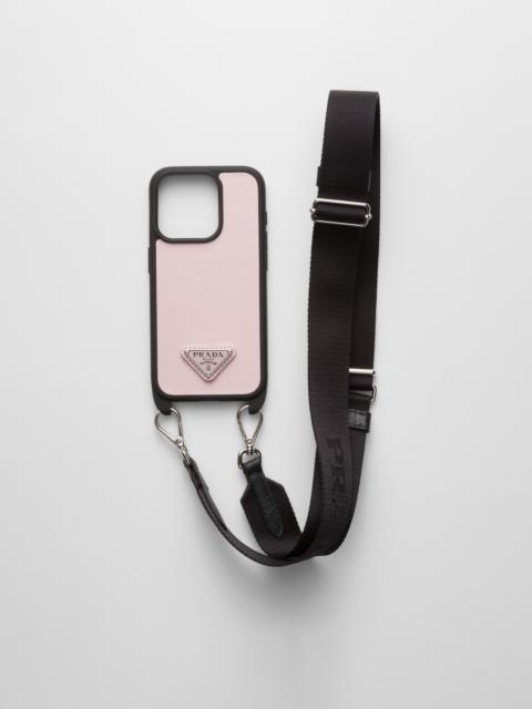 Saffiano leather cover for iPhone 15 Pro