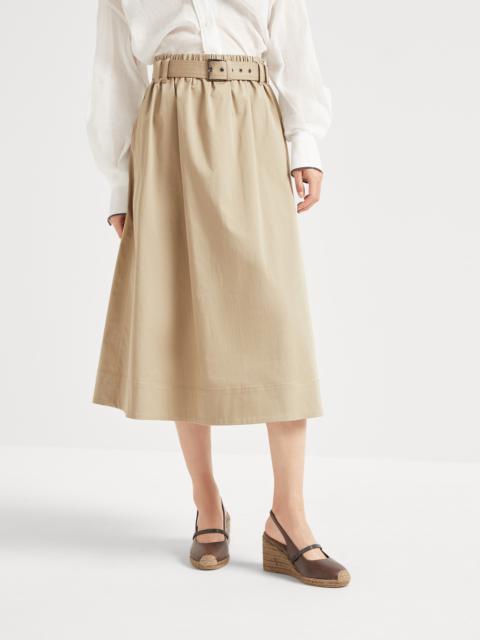Brunello Cucinelli Stretch cotton gabardine belted circle skirt