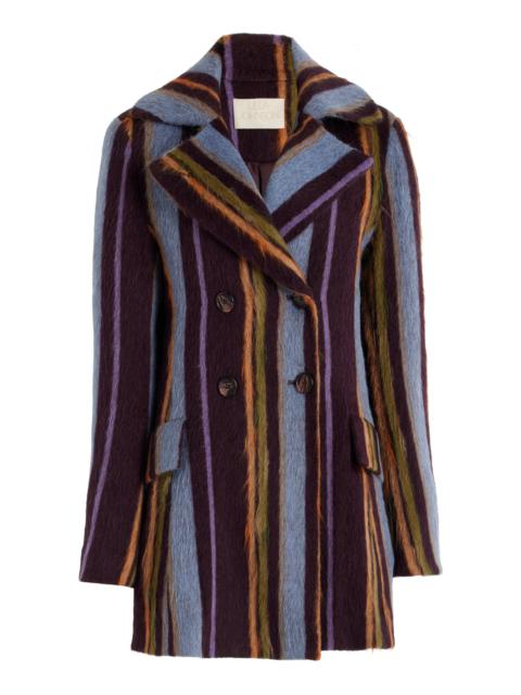 ULLA JOHNSON Lucie Brushed Alpaca-Blend Coat stripe