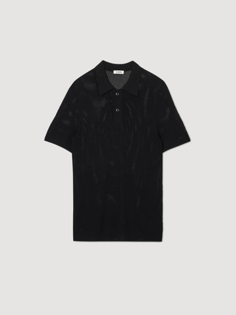 Sandro OPENWORK KNIT POLO SHIRT