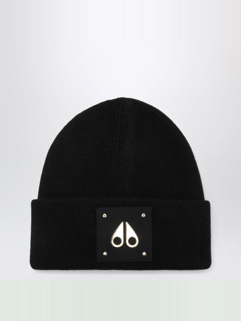 MOOSE KNUCKLES Gold Series Icon Black Wool Beanie